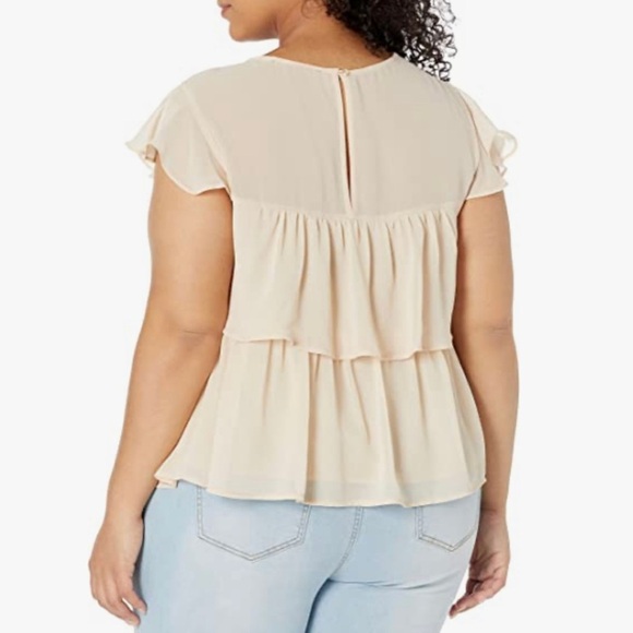 FOREVER 21 CHIFFON LACE TOP - CHAMPAGNE SIZE 3X (NEW WITH TAGS) - Picture 2 of 2
